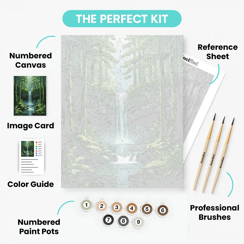 Olympic National Park Waterfall Forest - Paint by Numbers Kit