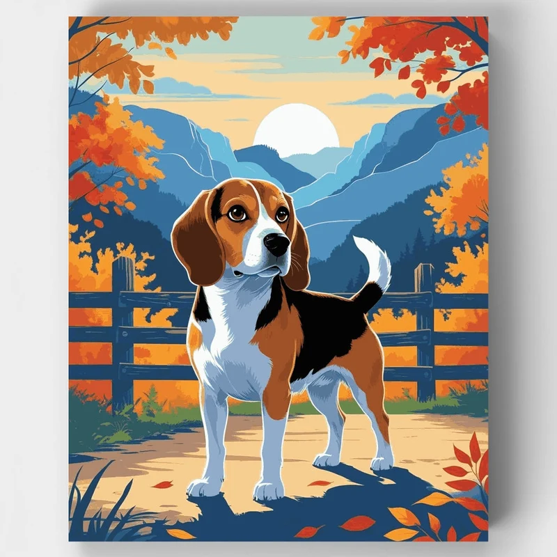 Beagle in Great Smoky Mountains - Paint by Numbers Kit