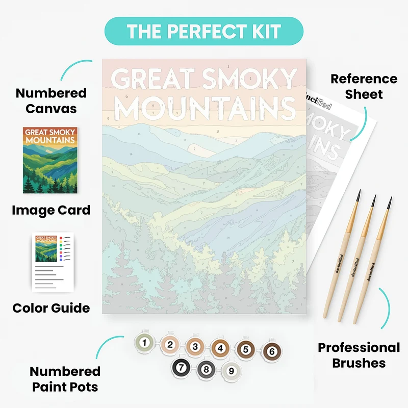 Great Smoky Mountains National Park Layered Valley Vista - Paint by Numbers Kit