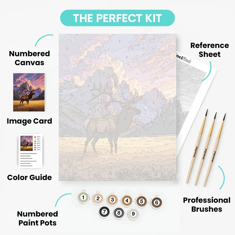 Grand Teton National Park Elk at Sunset - Paint by Numbers Kit