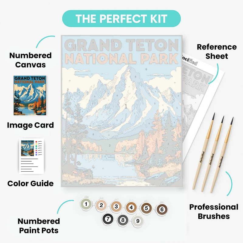Grand Teton National Park Fall Lake Reflection - Paint by Numbers Kit