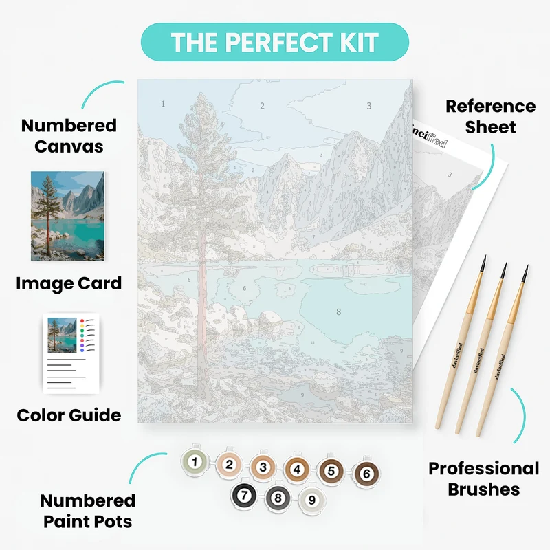 Glacier National Park Turquoise Pine Lake - Paint by Numbers Kit