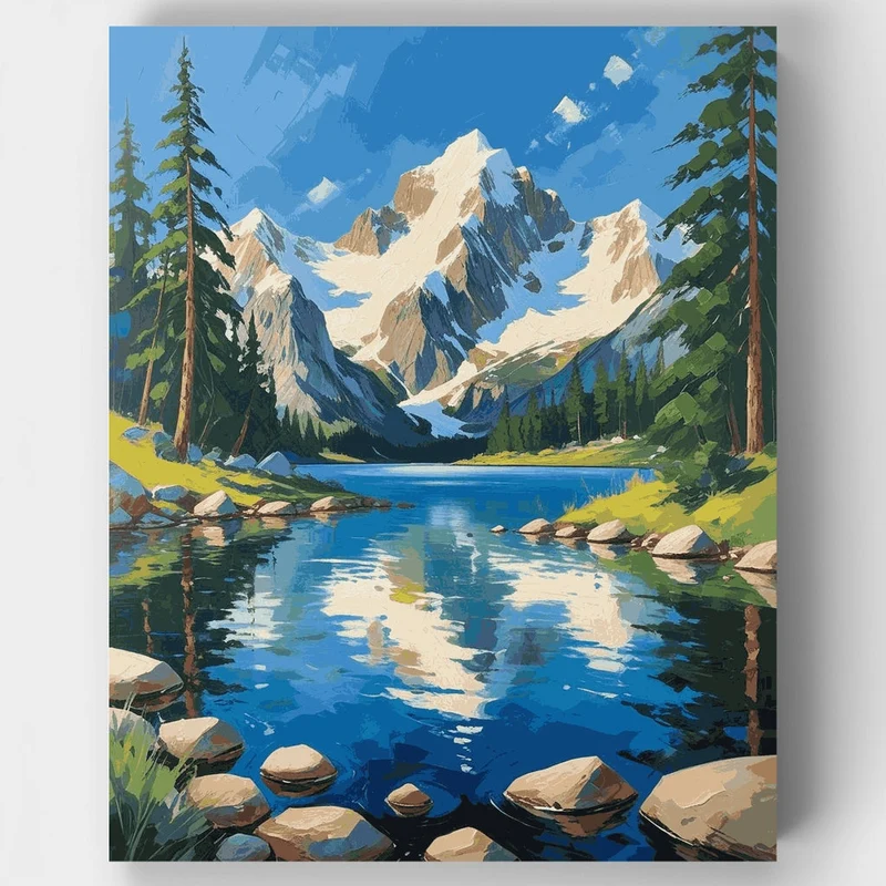 Glacier National Park Crystal Summit Lake - Paint by Numbers Kit
