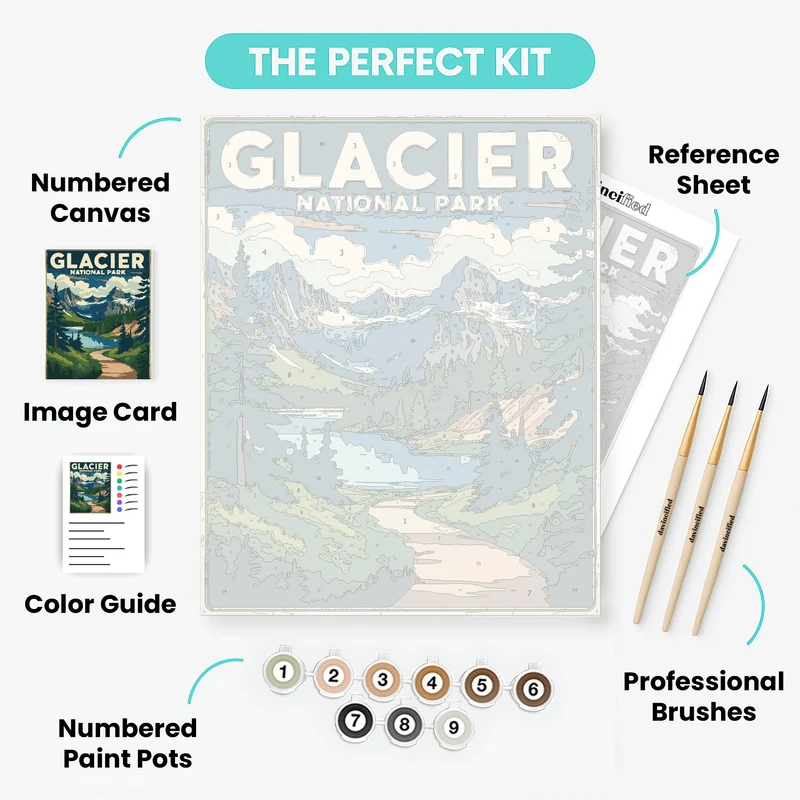 Glacier National Park Alpine Serenity - Paint by Numbers Kit