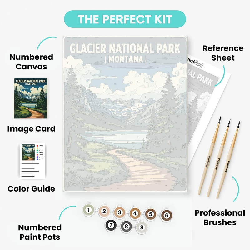 Glacier National Park Mountain Trail - Paint by Numbers Kit