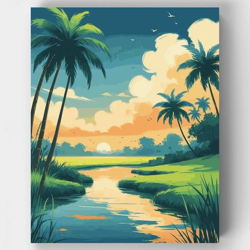 Everglades National Park Tropical Sunset - Paint by Numbers Kit