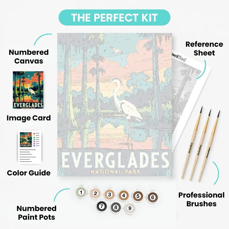 Everglades National Park Great Blue Heron Cypress Swamp - Paint by Numbers Kit