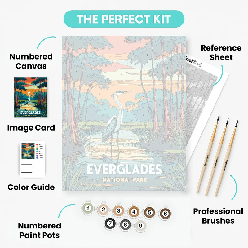 Everglades National Park Heron in Cypress Swamp Sunset - Paint by Numbers Kit