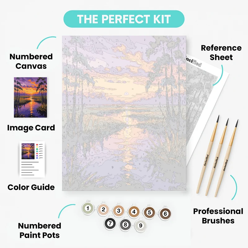 Everglades National Park Purple Twilight Waterway - Paint by Numbers Kit