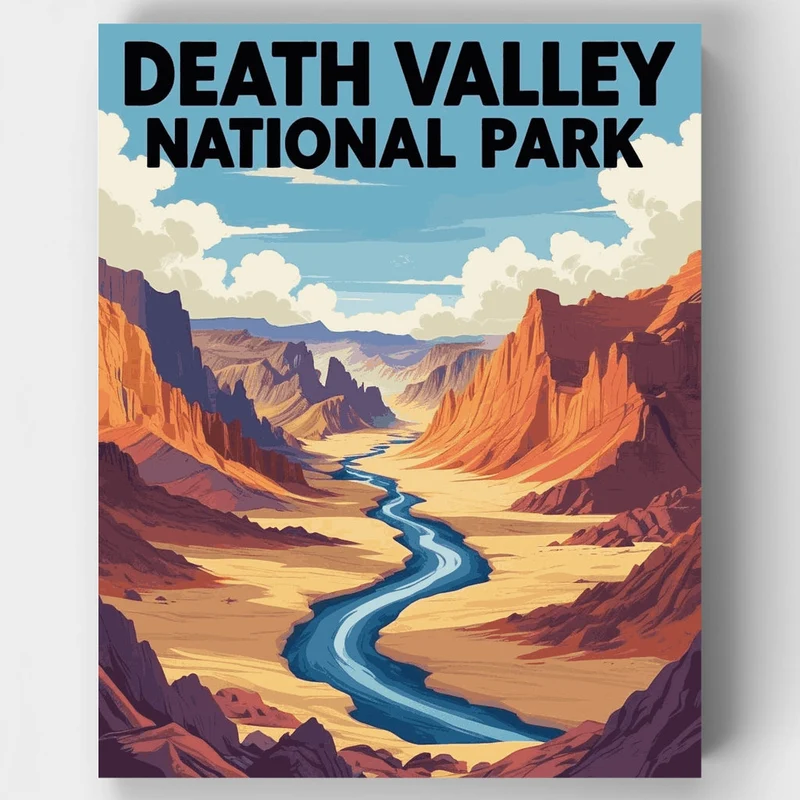 Death Valley National Park Canyon River Vista - Paint by Numbers Kit