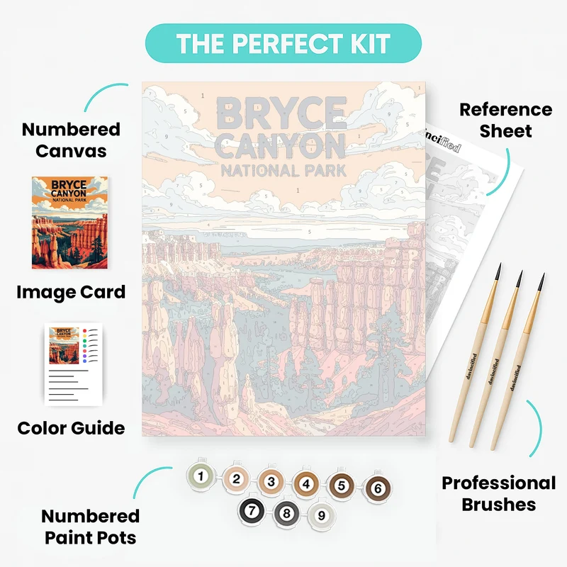 Bryce Canyon National Park Hoodoo Valley Panorama - Paint by Numbers Kit