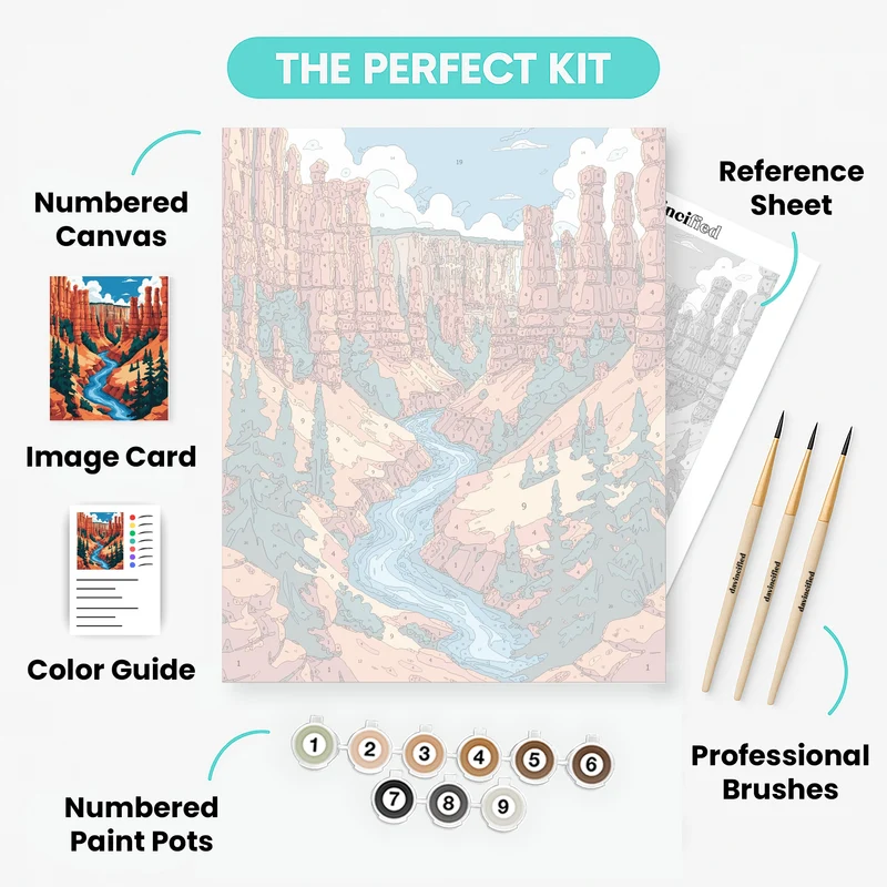 Bryce Canyon National Park River Canyon Hoodoos - Paint by Numbers Kit