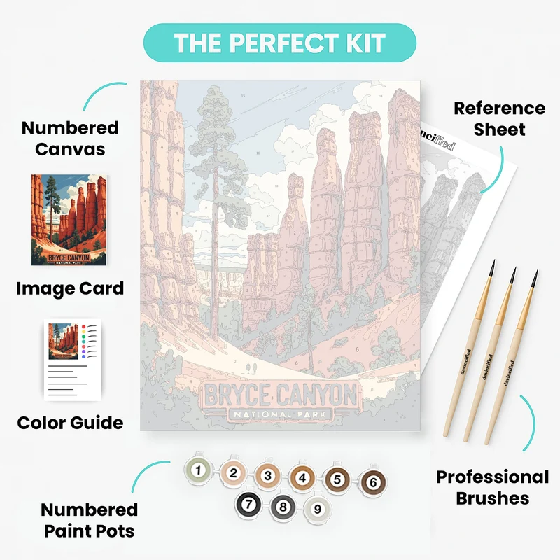 Bryce Canyon National Park Hoodoo Canyon Trail - Paint by Numbers Kit