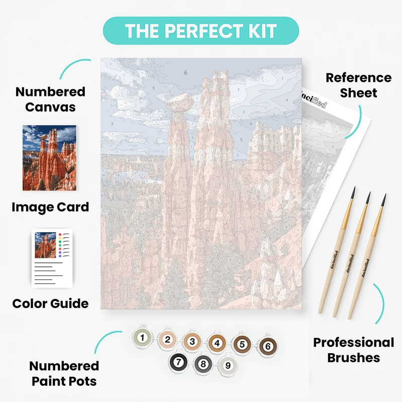 Bryce Canyon National Park Balanced Rock Hoodoos - Paint by Numbers Kit