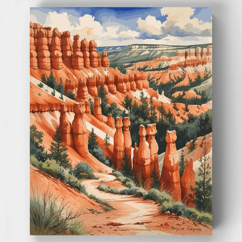 Bryce Canyon National Park Hoodoo Trail Vista - Paint by Numbers Kit