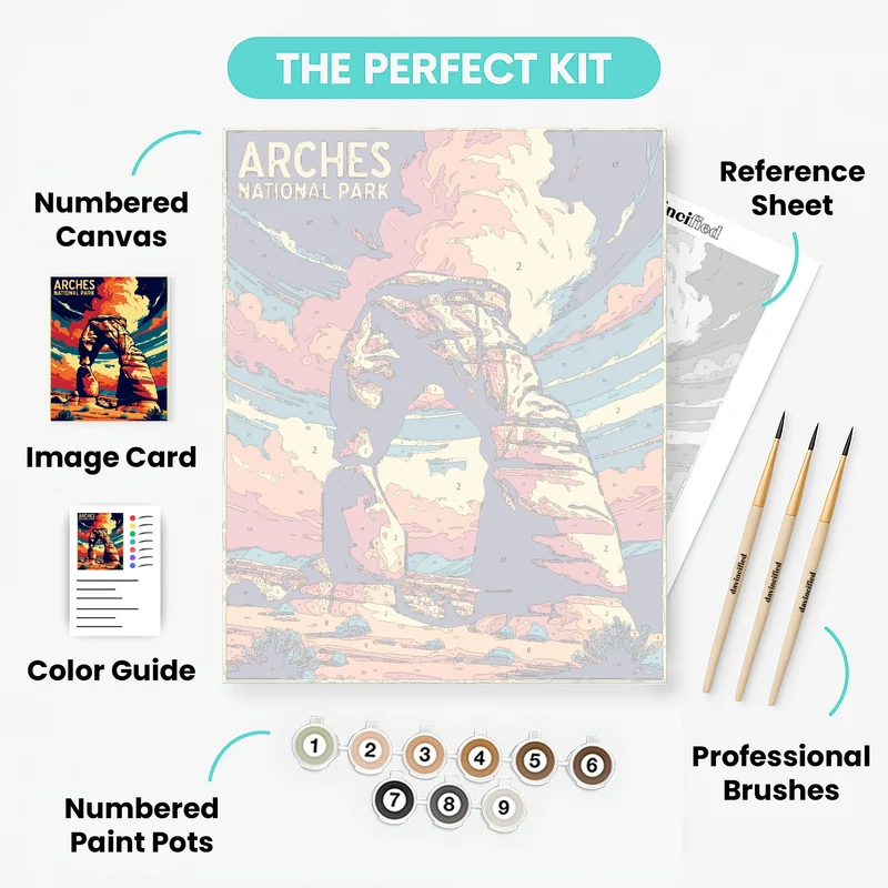 Arches National Park Stormy Sky Arch - Paint by Numbers Kit