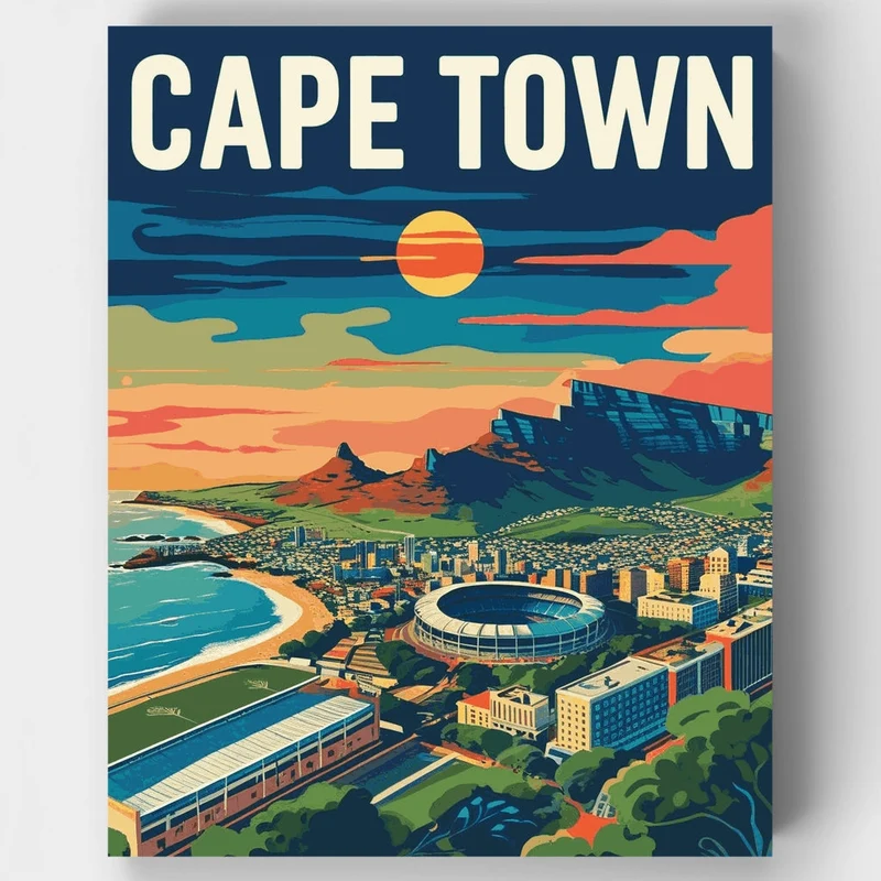 Cape Town Aerial Sunset View - Paint by Numbers Kit