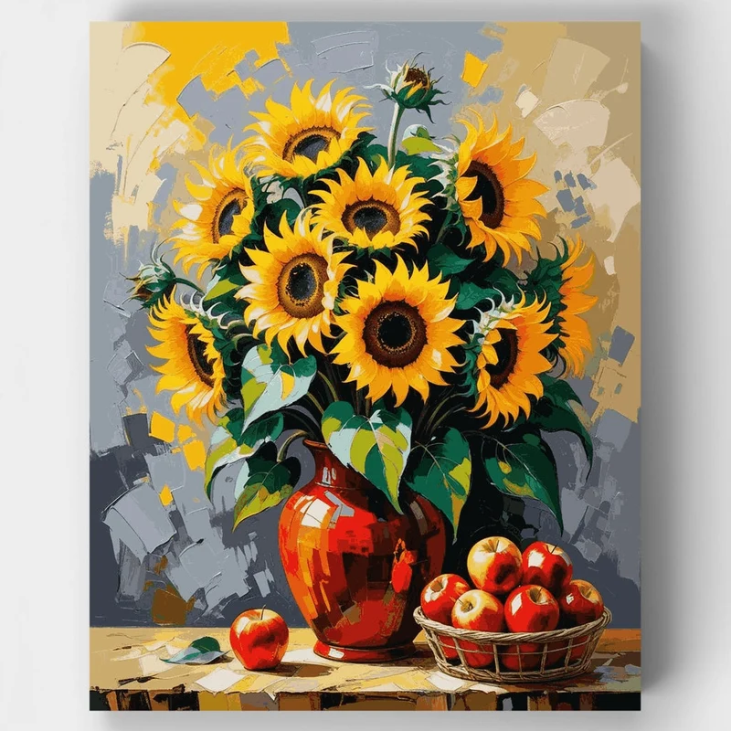 Sunflower Bouquet with Red Apples - Paint by Numbers Kit