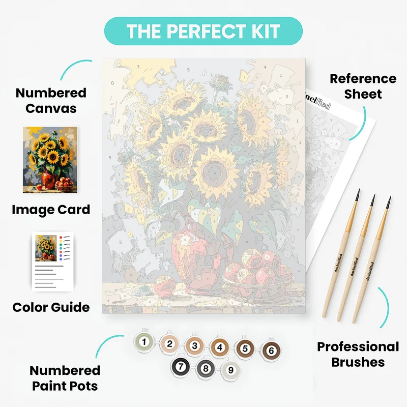 Sunflower Bouquet with Red Apples - Paint by Numbers Kit