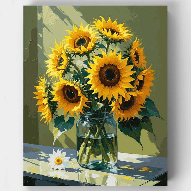 Sunflowers in Glass Jar - Paint by Numbers Kit