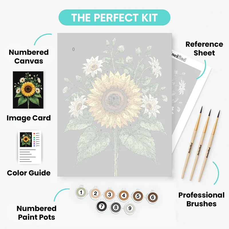 Sunflower Bouquet with White Daisies - Paint by Numbers Kit