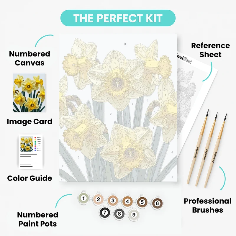 Bright Yellow Daffodils - Paint by Numbers Kit
