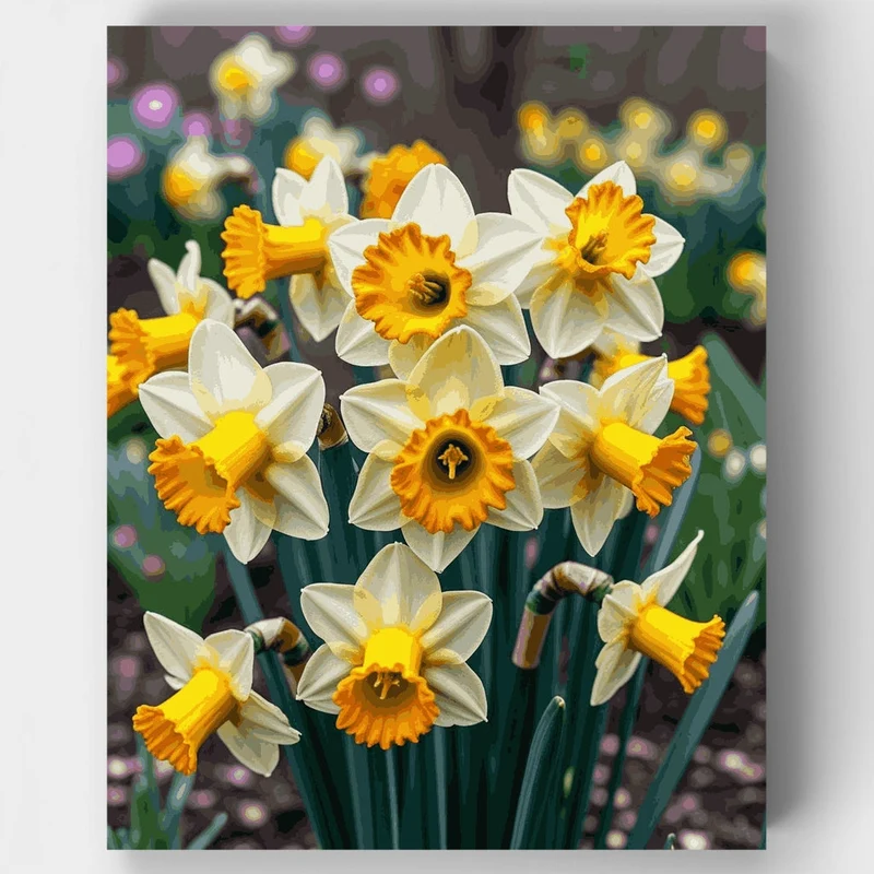 Vibrant Daffodils in Spring Garden - Paint by Numbers Kit