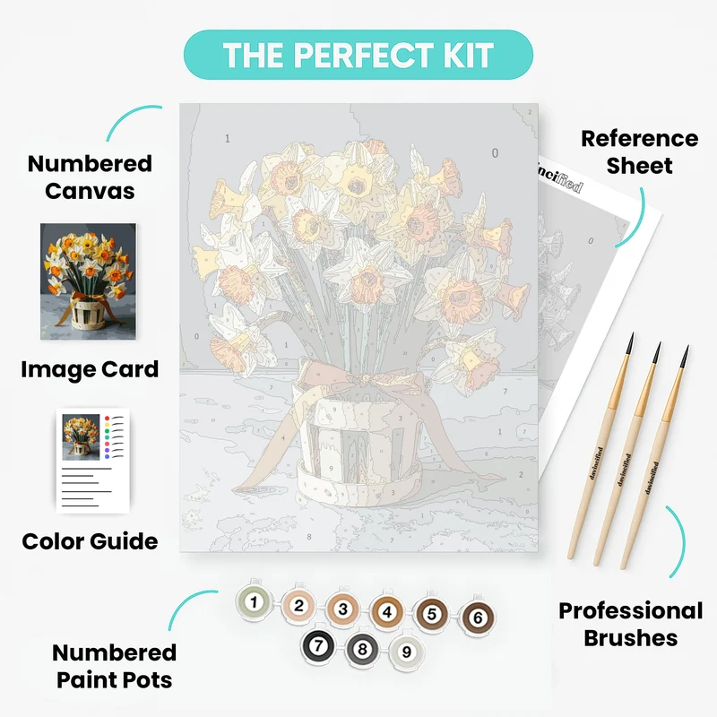 Daffodil Bouquet in Rustic Vase - Paint by Numbers Kit