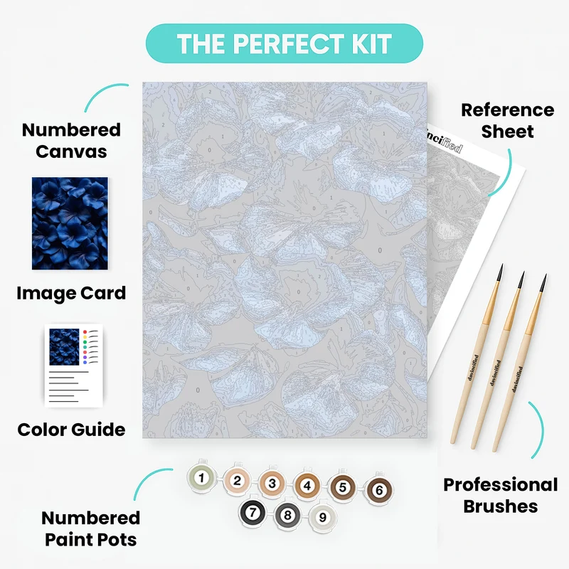 Blue Floral Petals - Paint by Numbers Kit