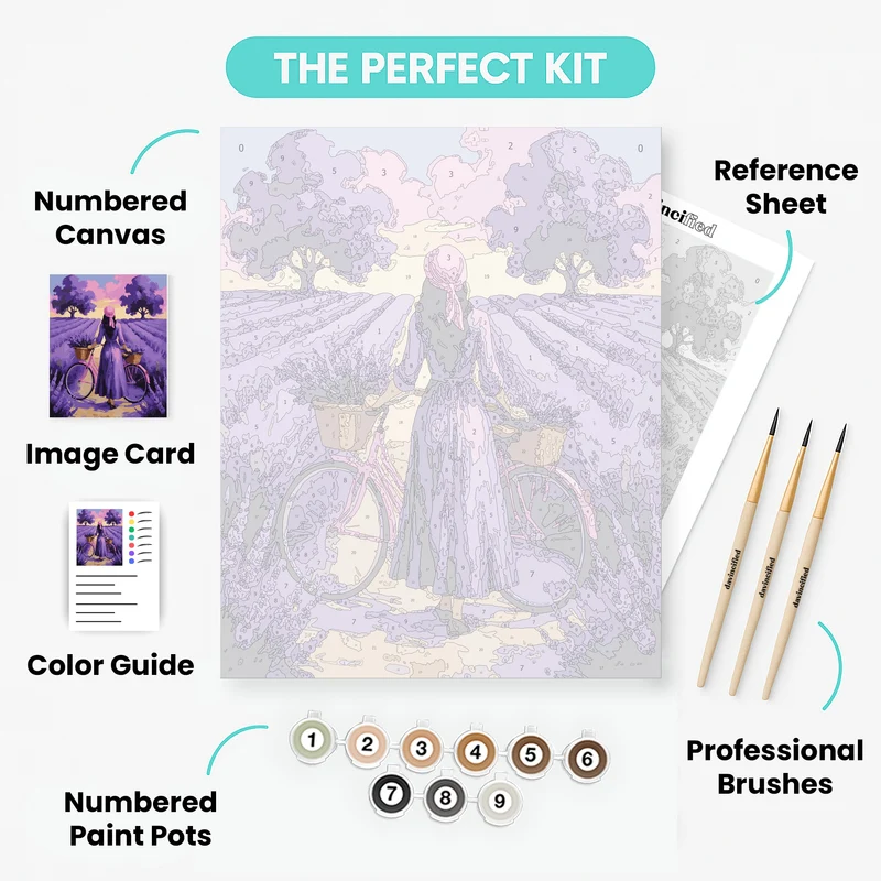 Lavender Field Bicycle Journey - Paint by Numbers Kit