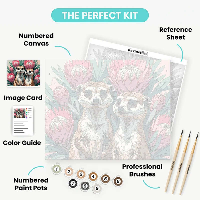 Meerkats in Protea Garden - Paint by Numbers Kit