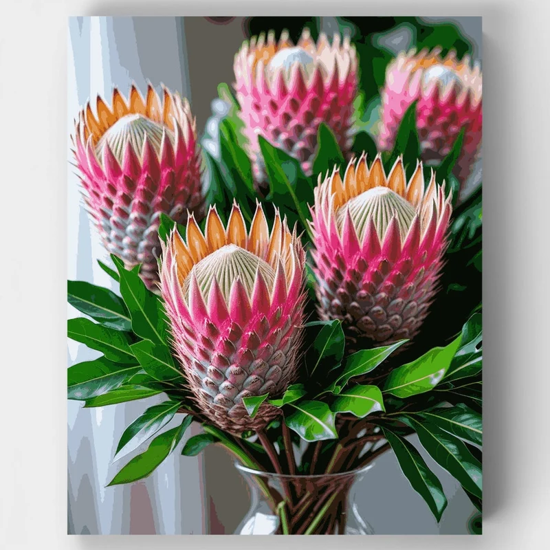 Vibrant Protea Bouquet - Paint by Numbers Kit