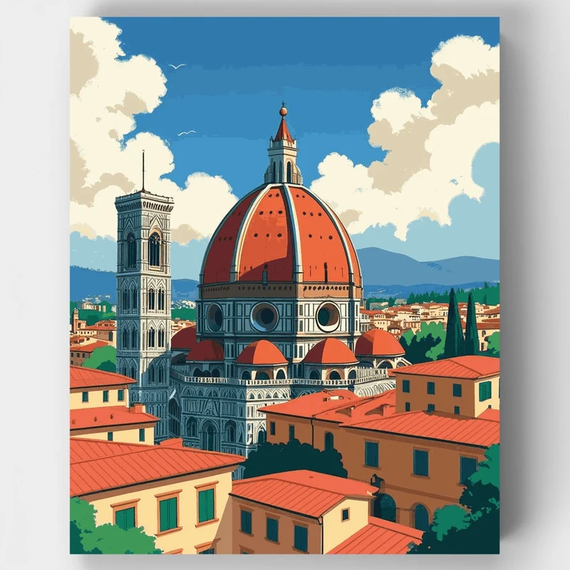 Florence Duomo Aerial Cityscape - Paint by Numbers Kit