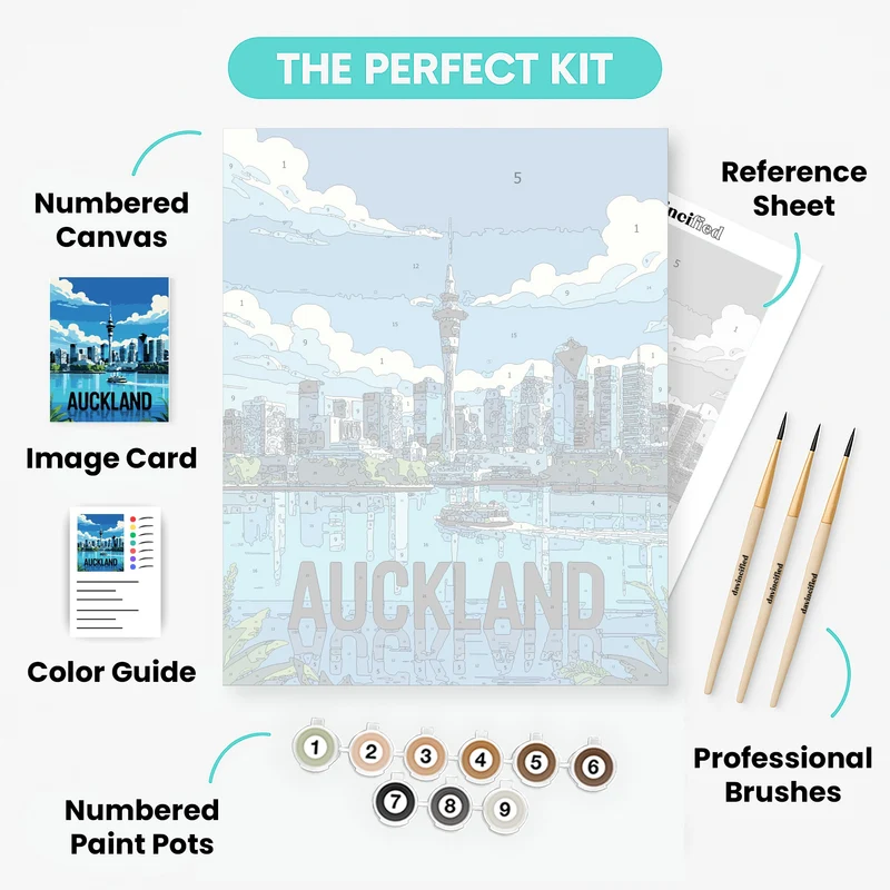 Auckland Sky Tower Harbour Ferry View - Paint by Numbers Kit