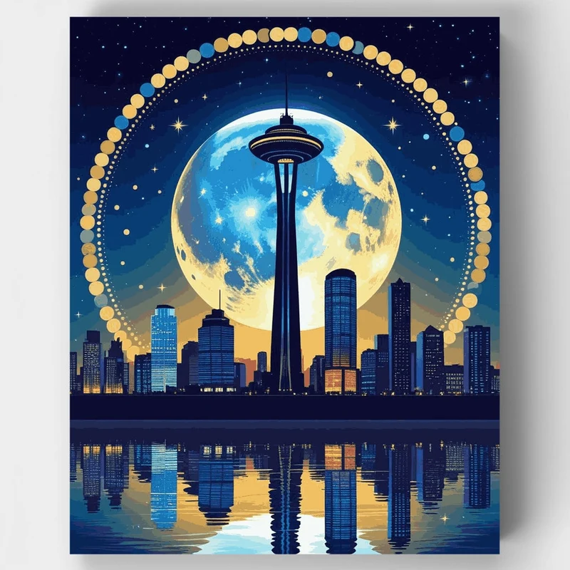 Auckland Moonlit Skyline - Paint by Numbers Kit