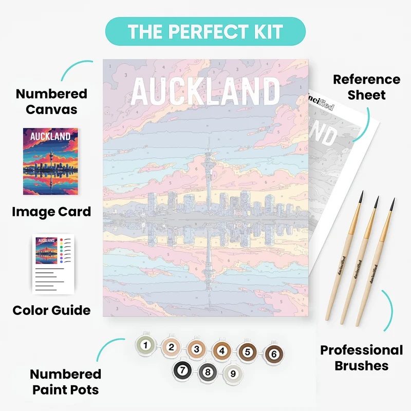 Auckland Sky Tower Skyline Reflection - Paint by Numbers Kit