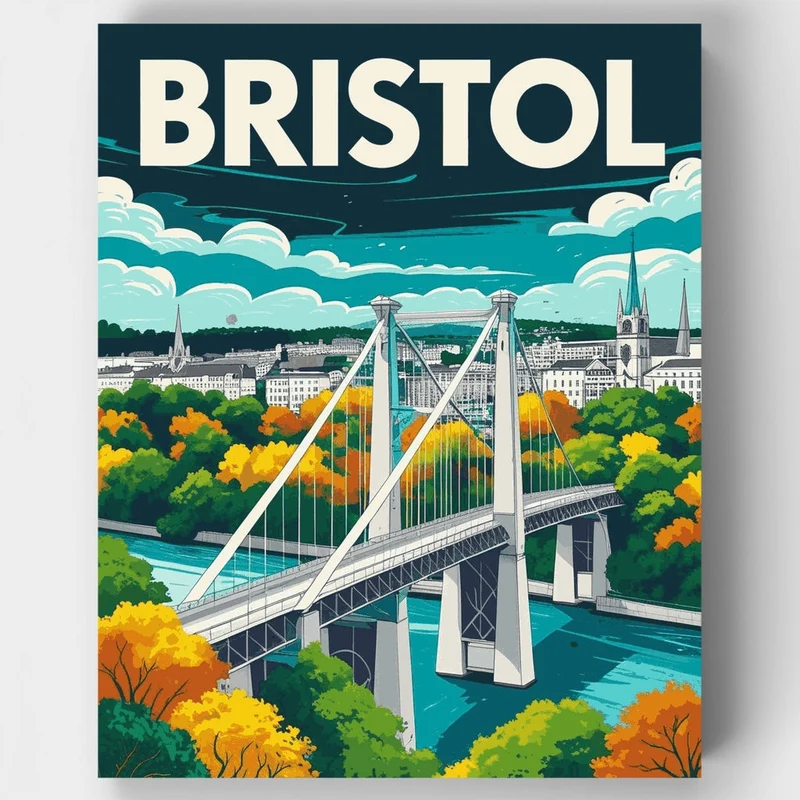 Bristol Suspension Bridge Autumn Cityscape - Paint by Numbers Kit