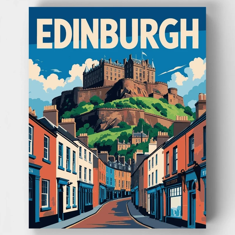 Edinburgh Castle Street View - Paint by Numbers Kit