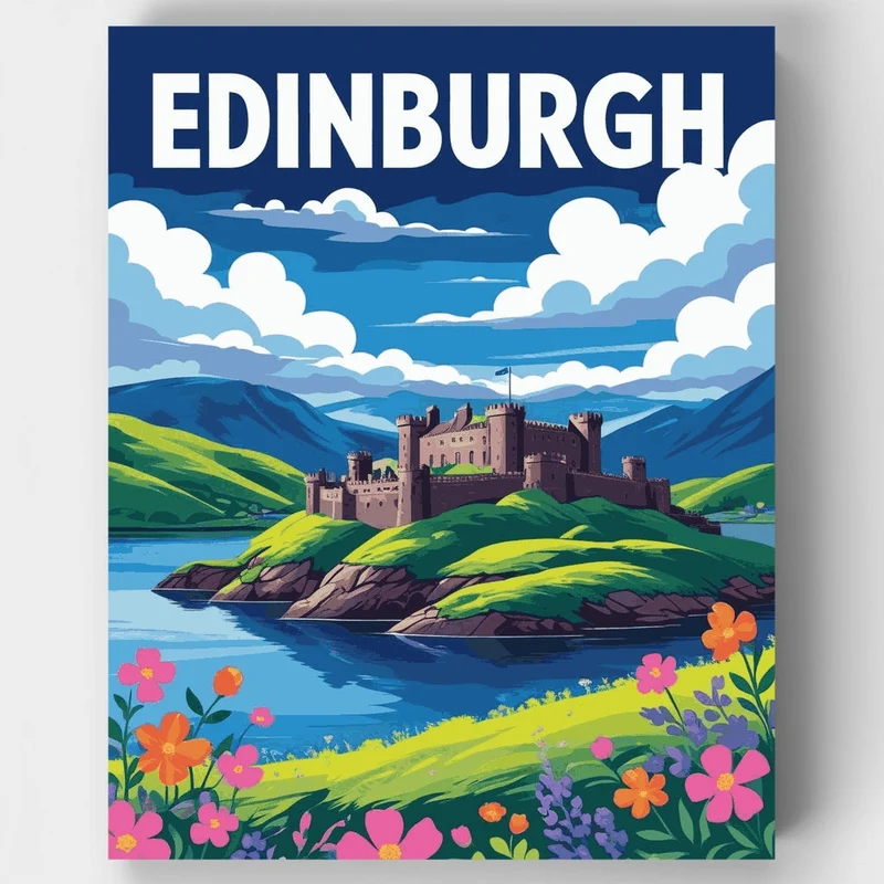 Edinburgh Castle & Highland Loch - Paint by Numbers Kit