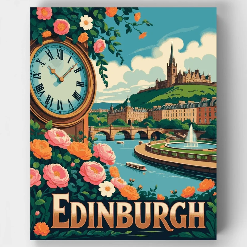 Edinburgh Travel Poster - Paint by Numbers Kit