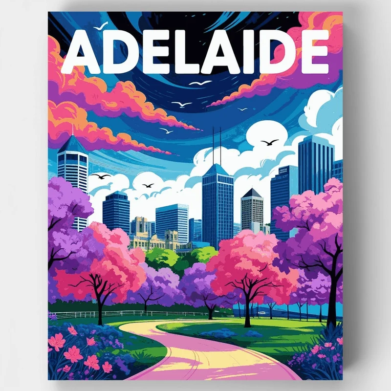 Adelaide Spring Park Skyline - Paint by Numbers Kit