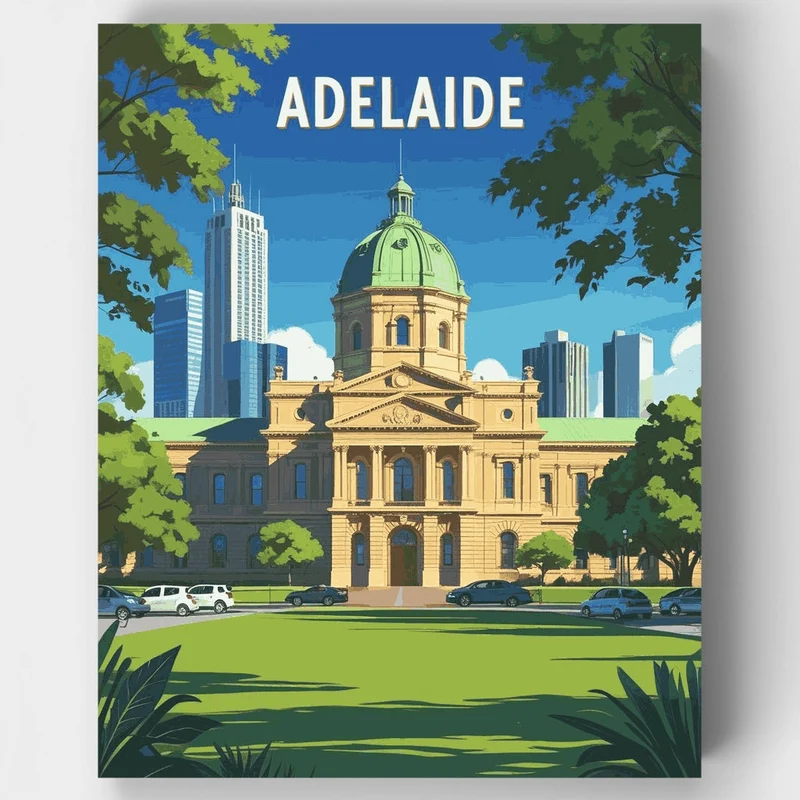 Adelaide Sandstone Dome & Modern Skyline - Paint by Numbers Kit