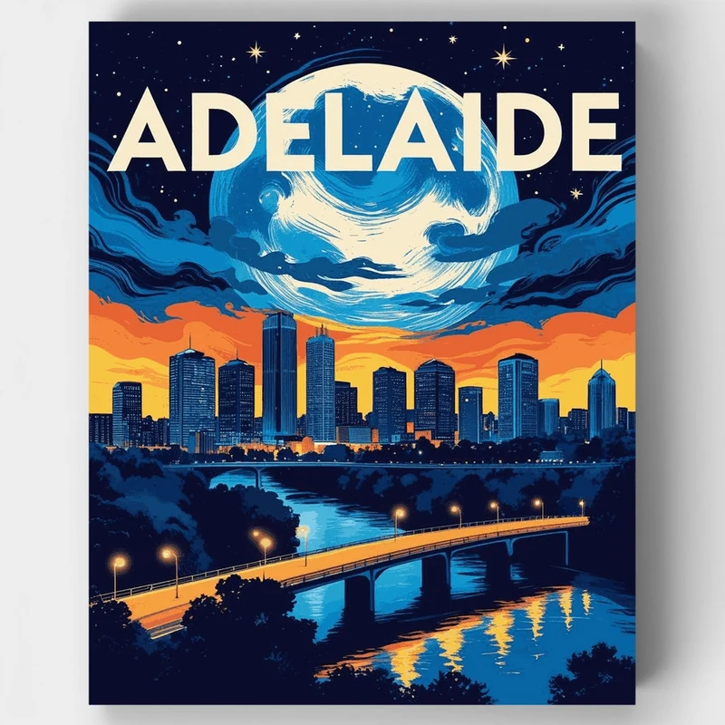 Adelaide Night Skyline - Paint by Numbers Kit