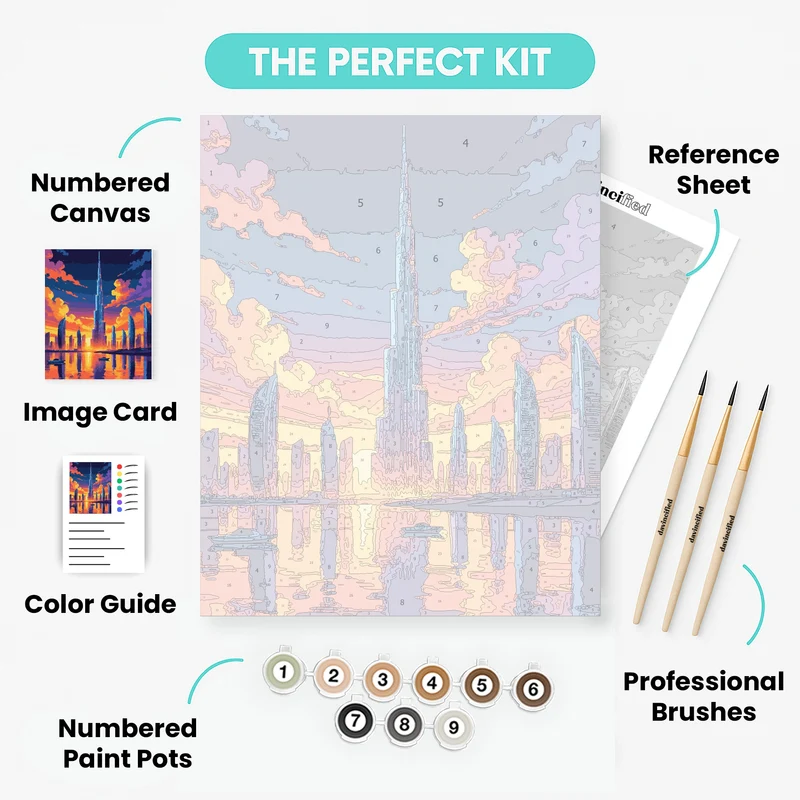 Dubai Skyline Sunset - Paint by Numbers Kit