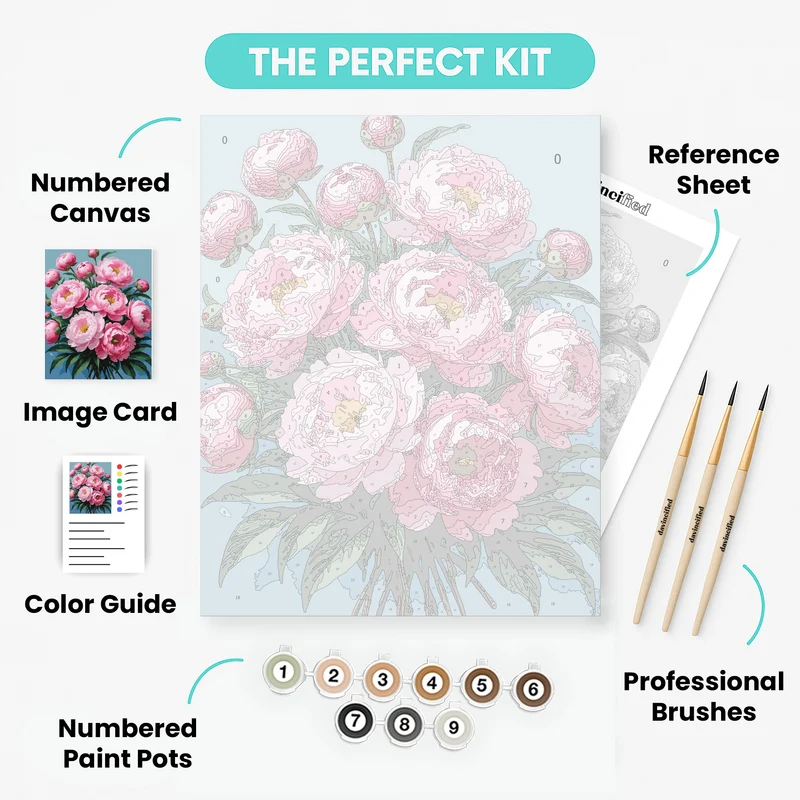 Pink Peonies Bouquet - Paint by Numbers Kit