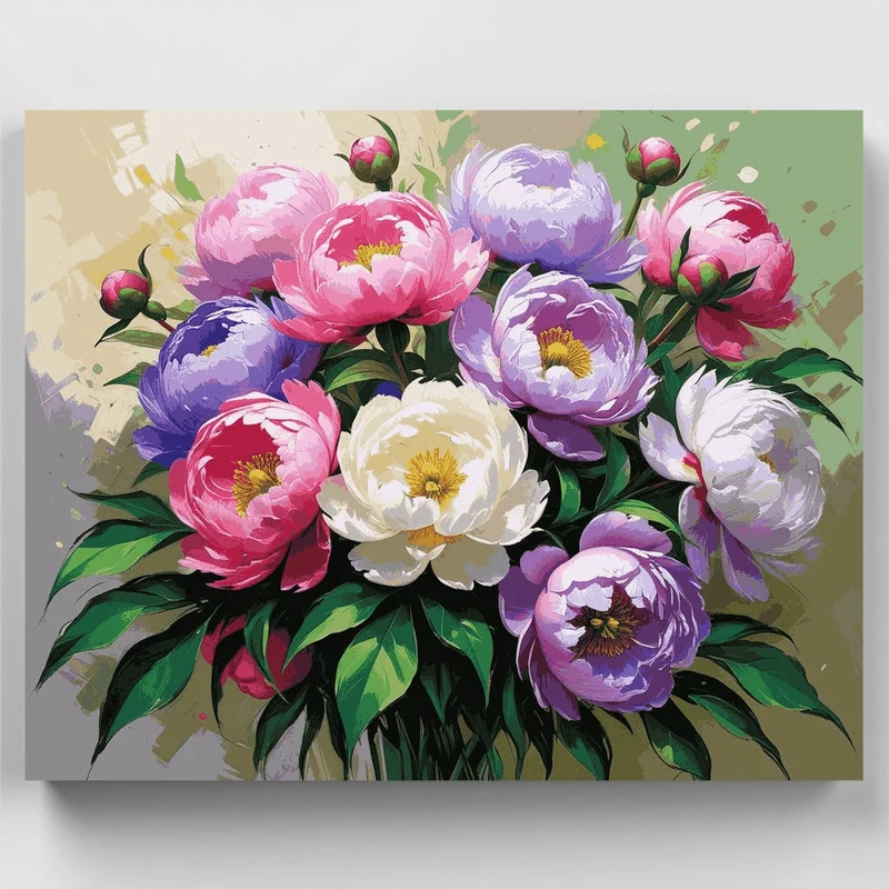 Vibrant Peonies Bouquet - Paint by Numbers Kit