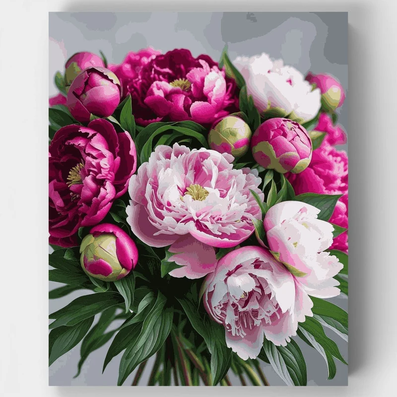 Vibrant Pink Peonies Bouquet - Paint by Numbers Kit