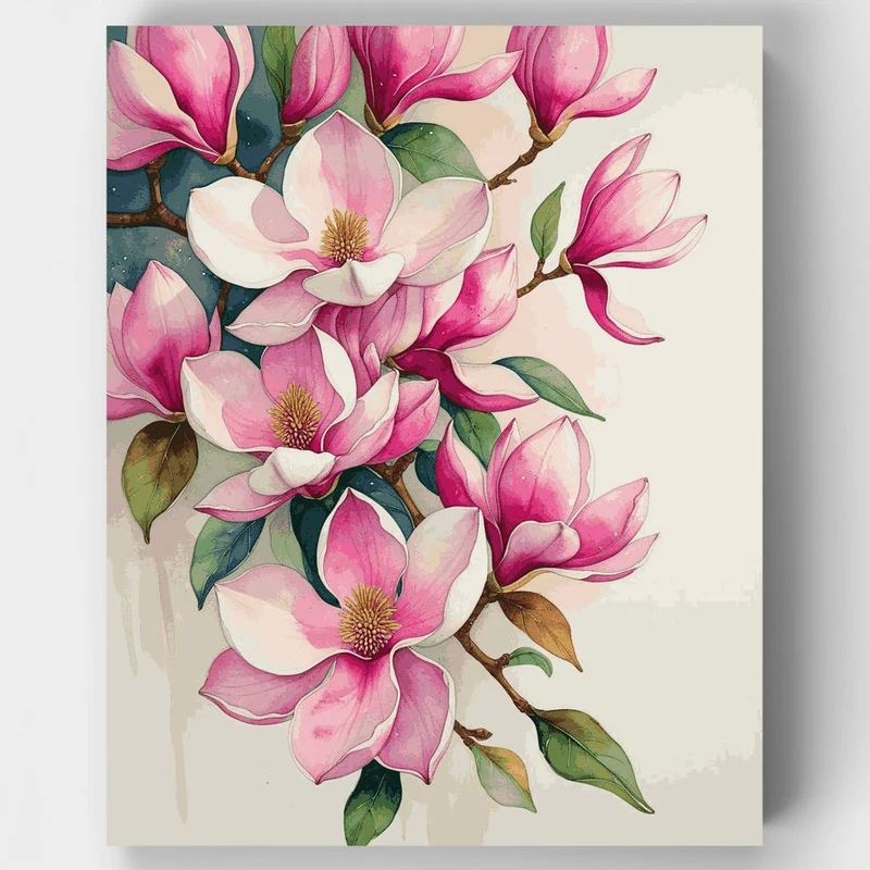 Pink Magnolia Blossoms - Paint by Numbers Kit