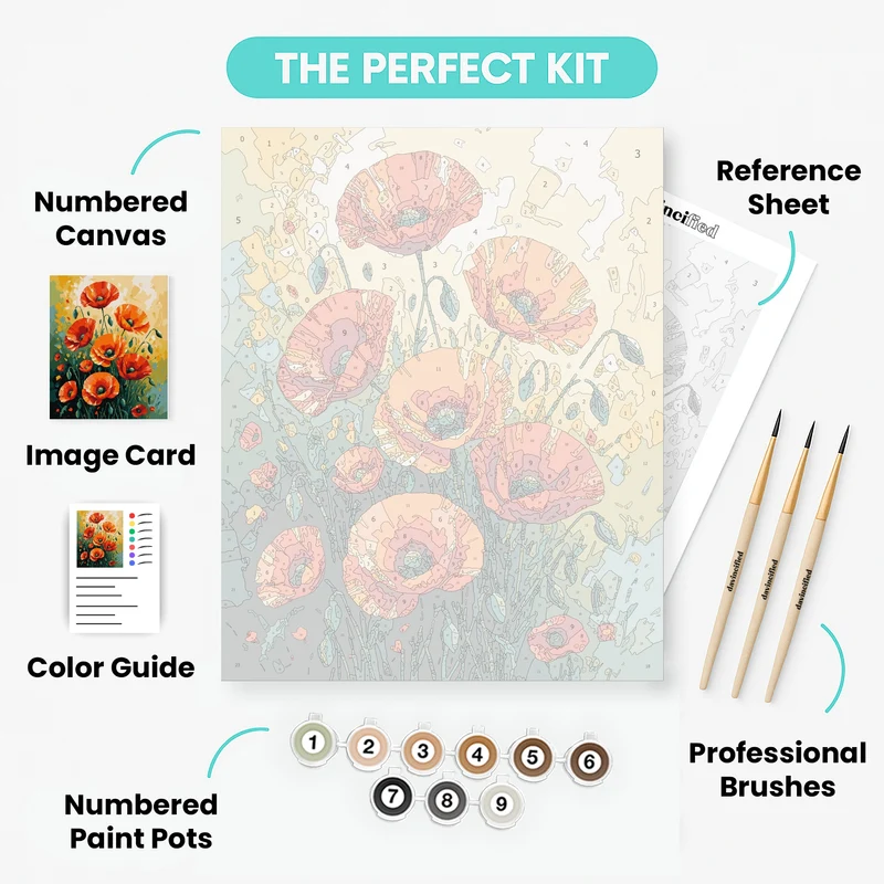 Radiant Orange Poppies Garden - Paint by Numbers Kit