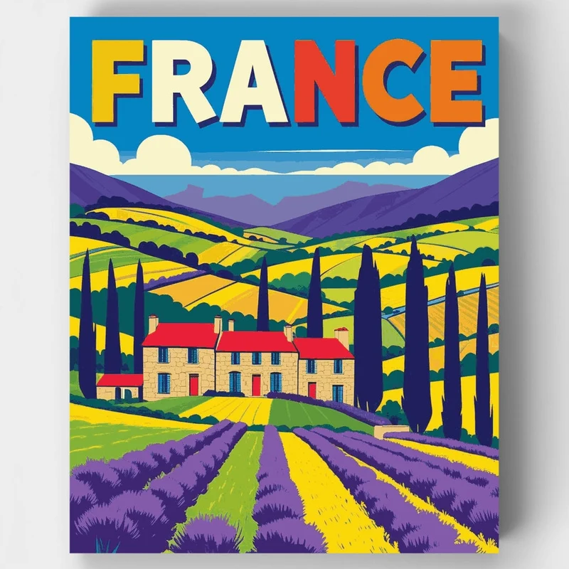 France Lavender Fields Countryside - Paint by Numbers Kit